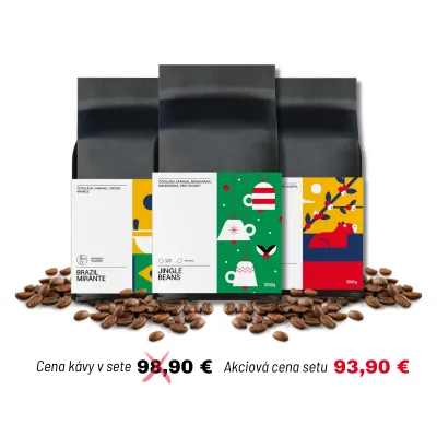 Set výberovej kávy TRIO Bestseller – 3×1 kg balenie 100 % arabiky z Brazílie, Indonézia a Colombia Espresso