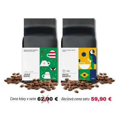 Zľavnený set výberovej 100% arabiky. 2x 1kg zrnkovej kávy. Indonézia a Brazília.