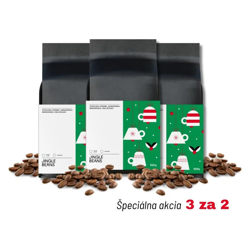 Set 3 ks Jingle Beans za cenu 2 – vianočná výberová káva na espresso, indonézska zrnková káva 100 % arabika Sumatra