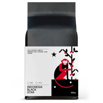 Indonézska výberová zrnková káva Indonesia Black Star 1 kg – balenie zrnkovej kávy pre espresso a filter