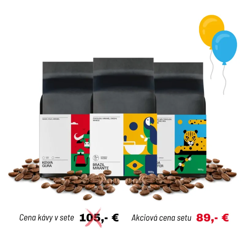 Narodeninový set výberovej zrnkové kávy ALTER-NATIV COFFEE – Kenya Gura, Brazil Mirante a Rwanda Honeyfer v akcii