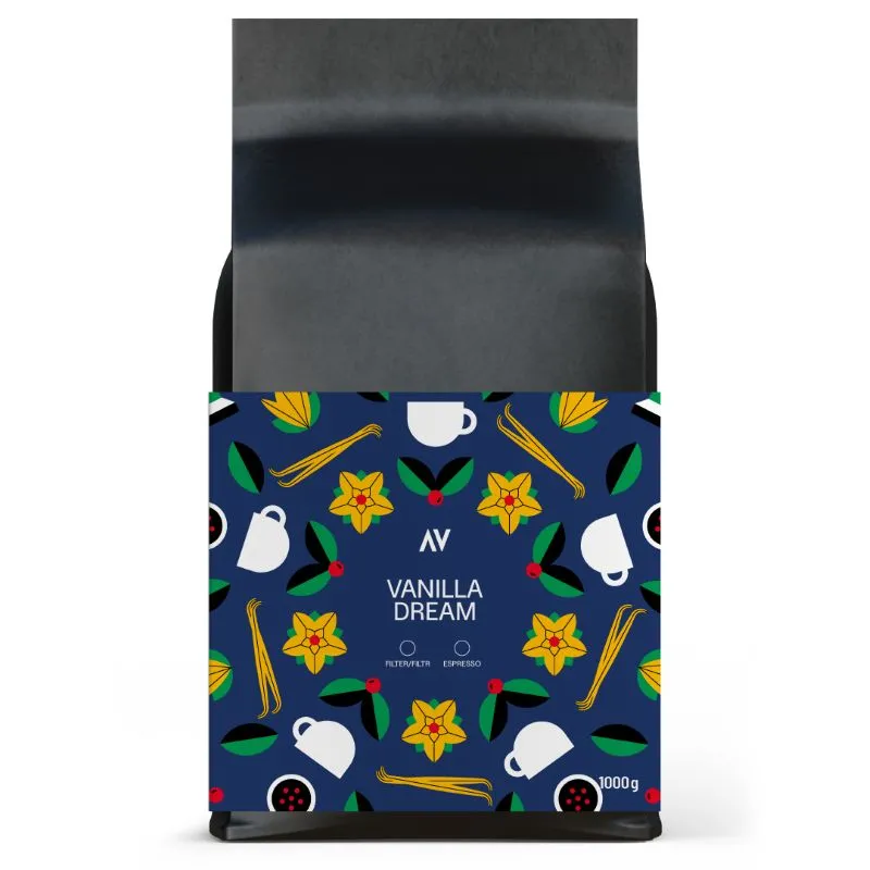 Výberová zrnková káva Indonesia Vanilla Dream 1000 g – veľké balenie výberovej kávy ALTER-NATIV COFFEE na espresso aj filter
