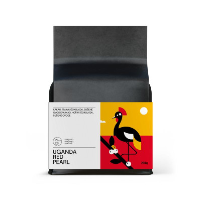 Uganda Red Pearl zrnková káva 250 g – espresso praženie, natural spracovanie, kakao, tmavá čokoláda, sušené ovocie