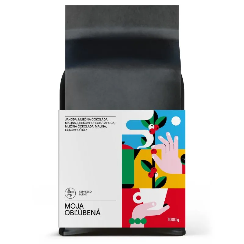 Moja Obľúbená espresso zmes – zrnková káva 100 % arabika z Brazílie, Etiópie a Timor-Leste v 1 kg balení.