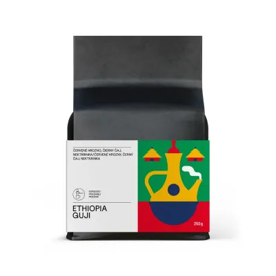 Ethiopia Guji – výberová zrnková káva Red Bourbon 250 g na espresso.