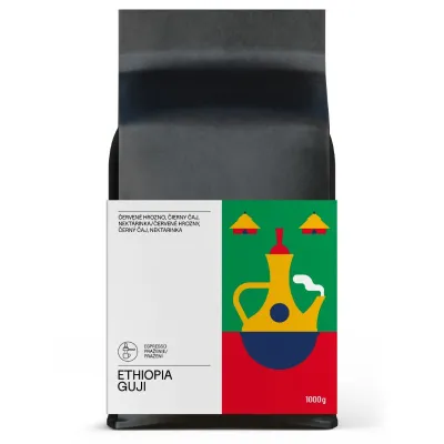 Ethiopia Guji – výberová zrnková káva Red Bourbon 1 kg na espresso.