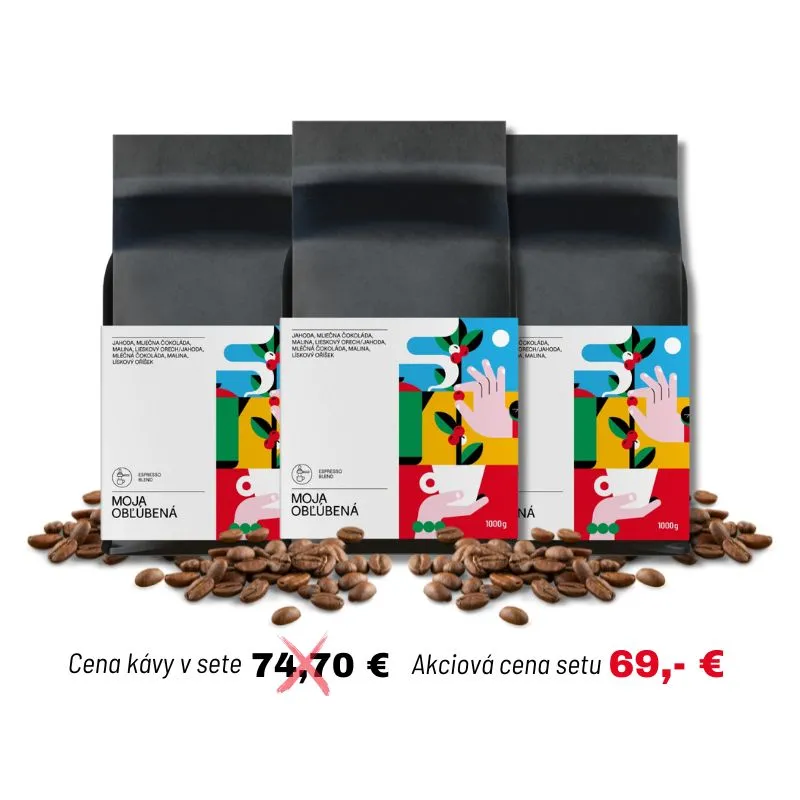 WTF Espresso Set – 3 × 1 kg zrnkovej kávy Moja Obľúbená na espresso